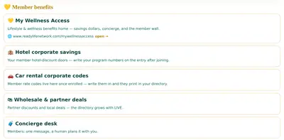 The concierge desk in the planner's benefits panel
