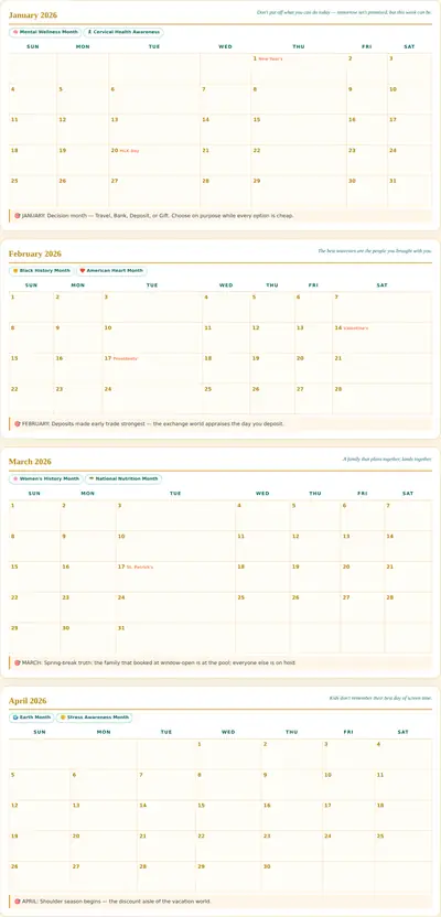 The Someday Isle Planner open on its Year tab